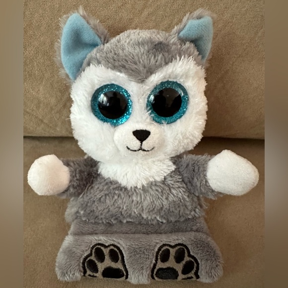 Justice TY Beanie Peek A Boo Scout the Husky Plush Phone Holder Screen Cleaner - Picture 6 of 16